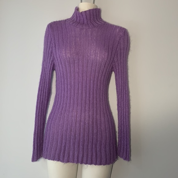 Hand Crafted Sweaters - KNITTED BY ME🌺VTG 90’ Handmade Kid Mohair Turtleneck Sweater